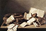 Book Paintings - Still-Life of Books by Jan Davidsz de Heem